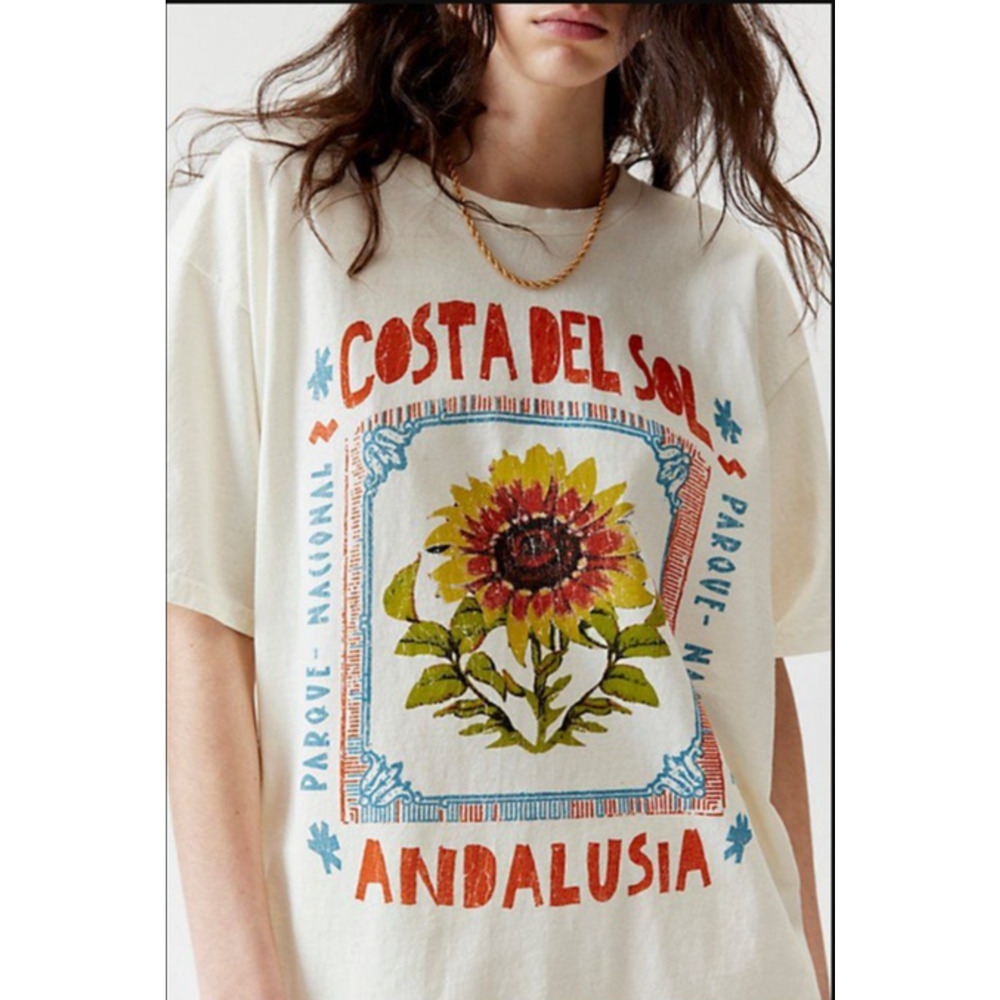 NEW! Urban Outfitters 'Costa Del Sol' T-Shirt Dress in WHITE (L/XL) - Picture 2 of 4